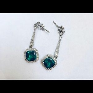 Silver and emerald earrings